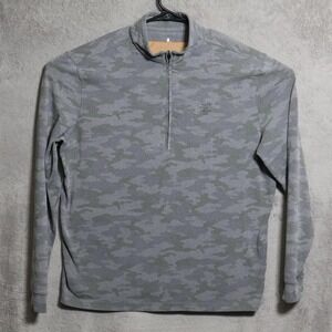 Johnnie-O Pullover Mens Large Gray Camo Quarter Zip Lightweight Sweater Golf